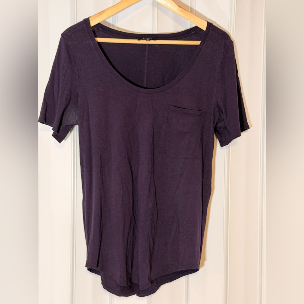 Babaton Deep Plum Scoop Pocket Tee